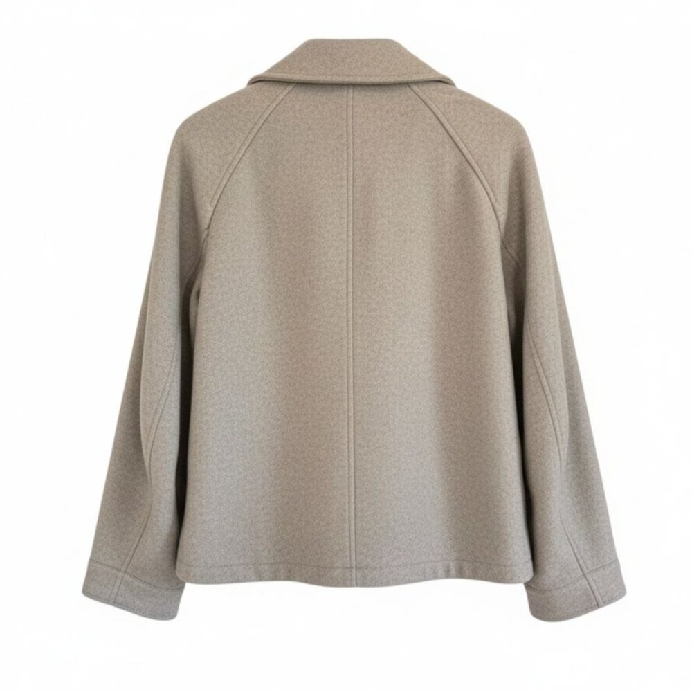 Avec Les Filles Womens Beige Wool-Blend Zip-Up Jacket Front Pockets Size Small - Picture 11 of 15